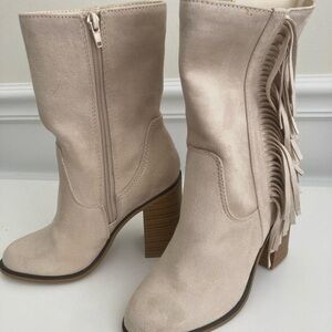 Soda Cream Fringe Heeled Boots